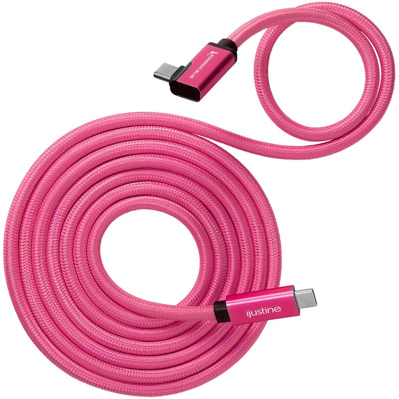 Kondor Blue iJustine Pink USB C 3.1 Data and Charging Cable 10Gb/s Data Speed & 100W Power Delivery
